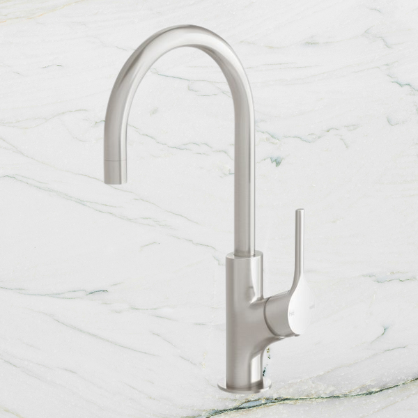 Phoenix Vivid Slimline Oval Sink Mixer 160mm Gooseneck Lead Free Brushed Nickel