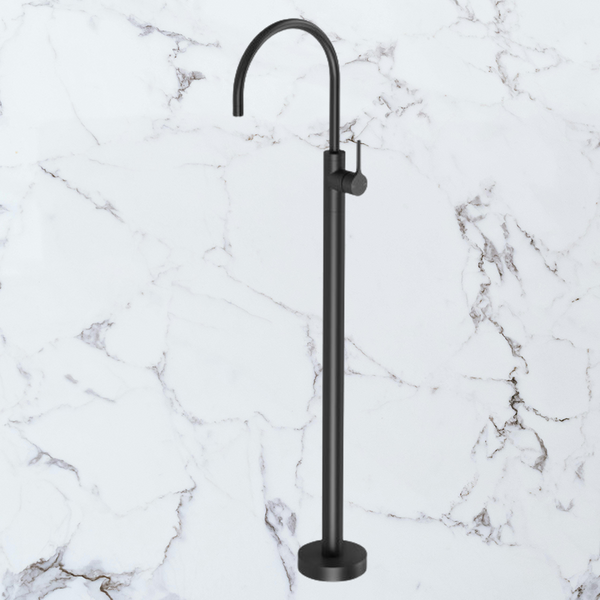 Phoenix Vivid Slimline Oval Floor Mounted Bath Mixer Matte Black