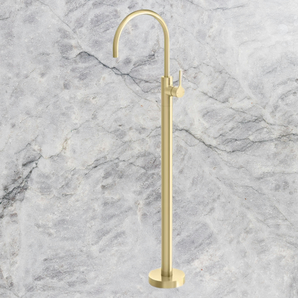 Phoenix Vivid Slimline Oval Floor Mounted Bath Mixer Brushed Gold