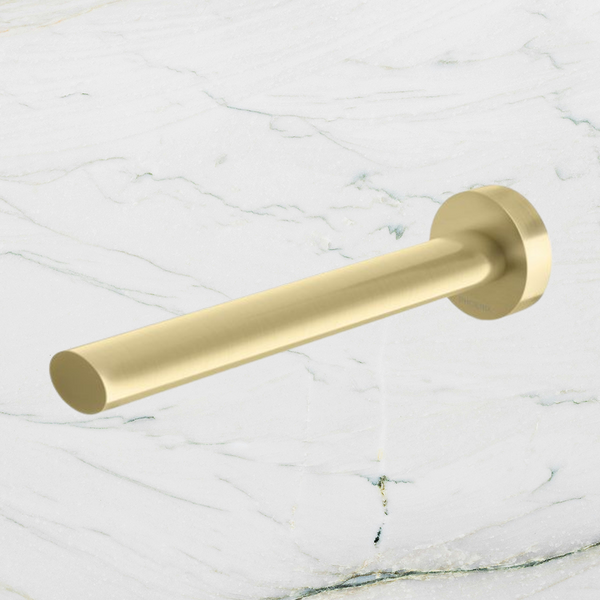 Phoenix Vivid Slimline Oval Wall Bath Outlet 180mm Brushed Gold