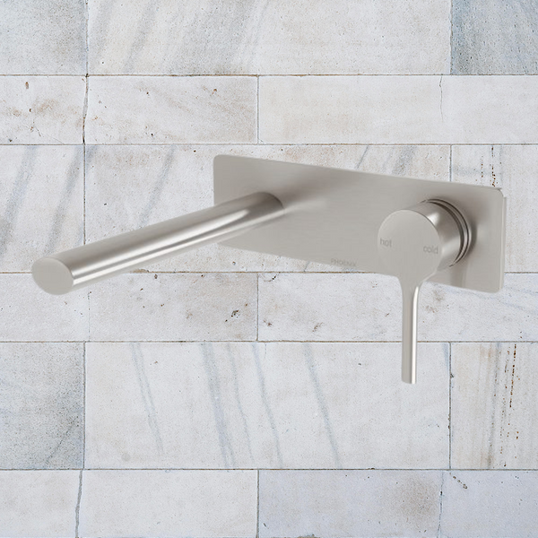 Phoenix Vivid Slimline Oval Wall Basin Mixer Set 175mm Brushed Nickel