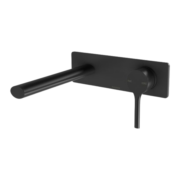 Phoenix Vivid Slimline Oval Wall Basin Mixer Set 175mm Matte Black