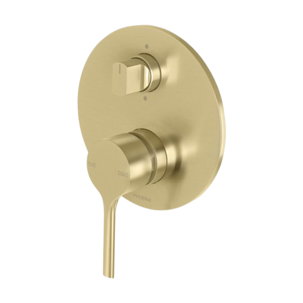 Phoenix Vivid Slimline Oval Shower / Bath Diverter Mixer Brushed Gold