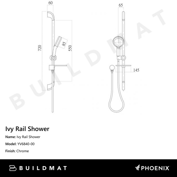 Phoenix Ivy Rail Shower Chrome