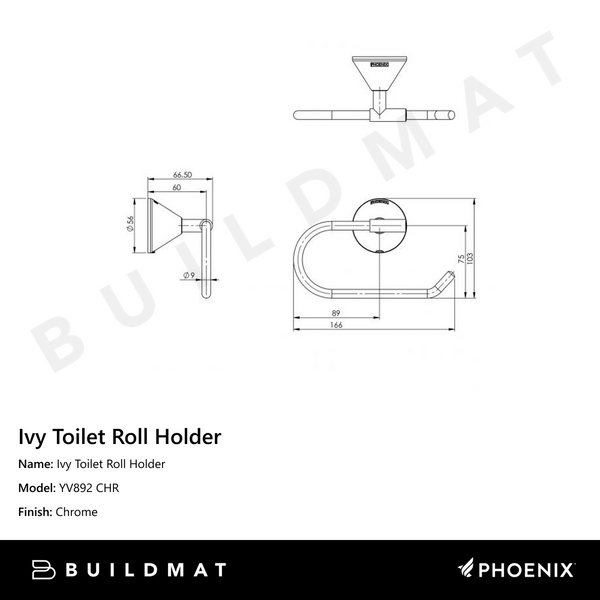 Phoenix Ivy Toilet Roll Holder Chrome