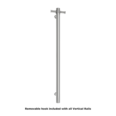 Straight Round Vertical Single Heated Towel Rail Polished Stainless Steel