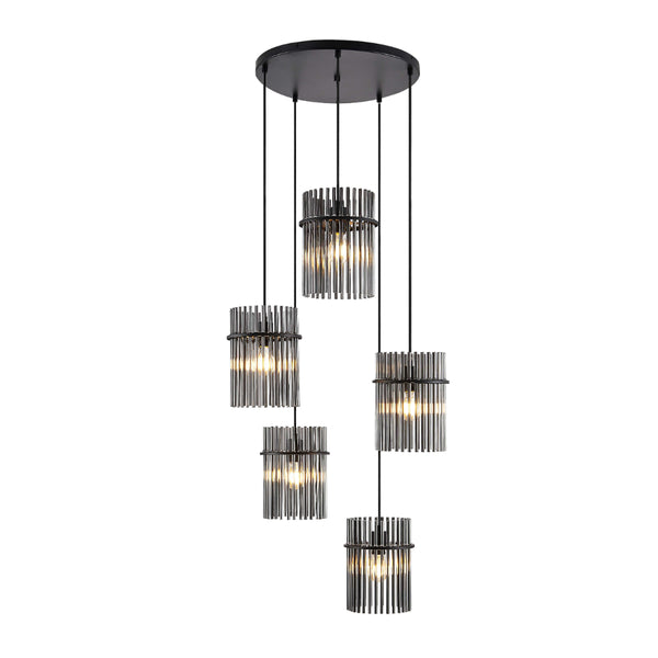 Telbix Quilo 5 Light Pendant Black