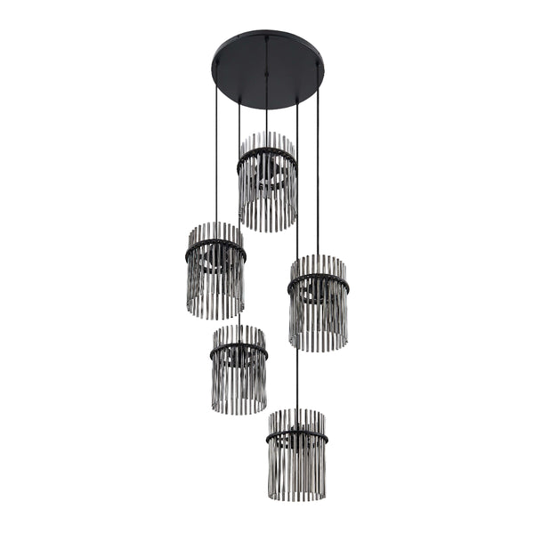 Telbix Quilo 5 Light Pendant Black