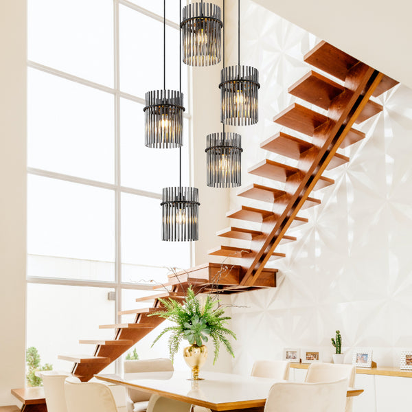 Telbix Quilo 5 Light Pendant Black