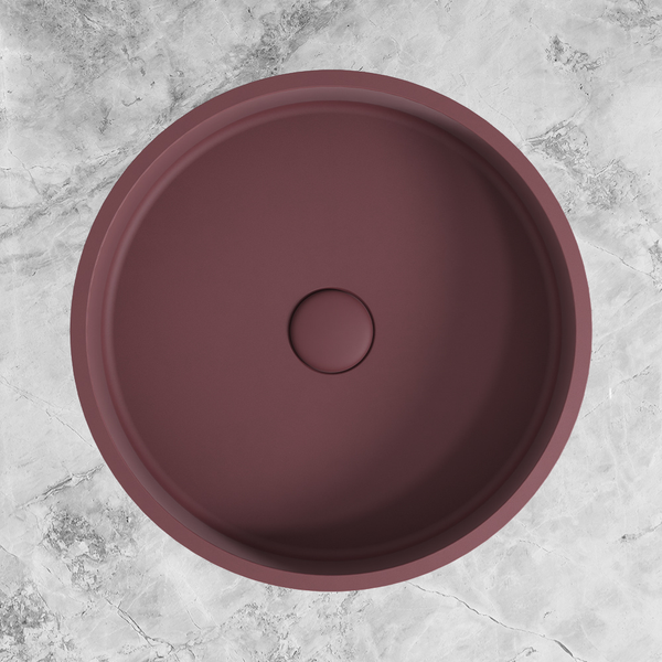 Fienza Jada Round Concrete Above Counter Basin Mulberry