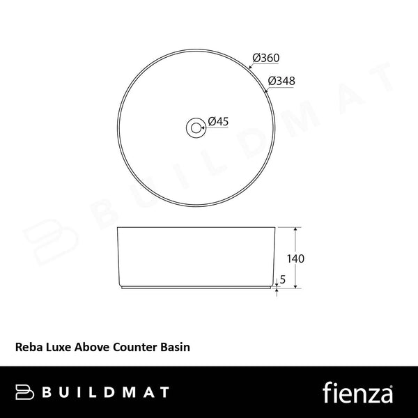 Fienza Reba Luxe Above Counter Basin Matte White