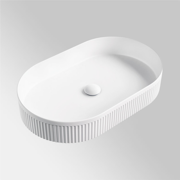 Fienza Eleanor Oval Above Counter Fluted Basin Matte White