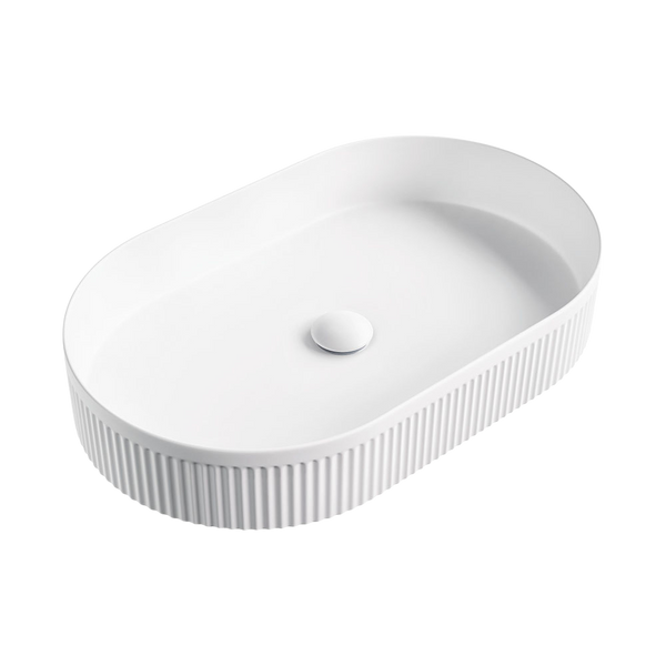 Fienza Eleanor Oval Above Counter Fluted Basin Matte White