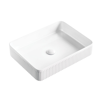 Fienza Eleanor Rectangular Above Counter Fluted Basin Gloss White