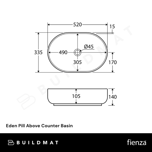 Fienza Eden Pill Above Counter Basin Matte White