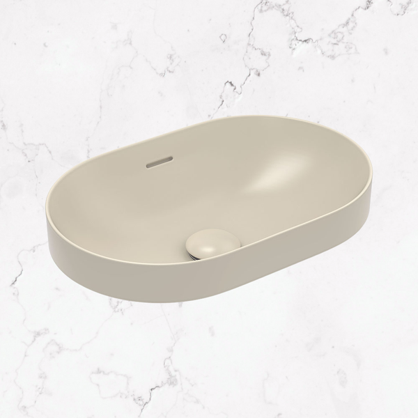 Fienza Aluca Pill Semi-Inset Basin With Overflow Khaki