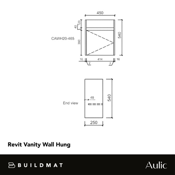 Aulic Revit 465mm Wall Hung Vanity