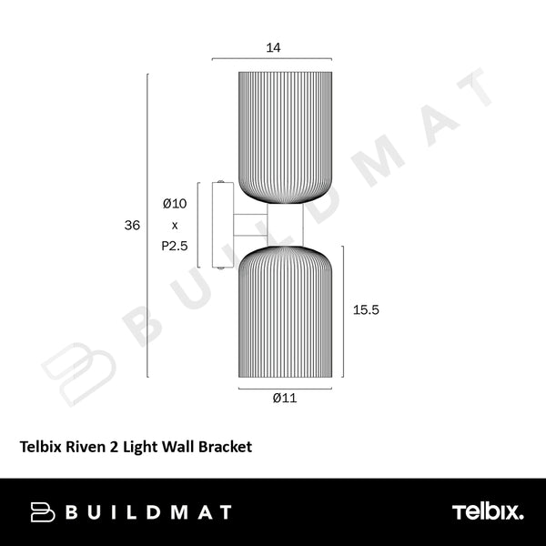 Telbix Riven 2 Light Wall Bracket Antique Gold Clear