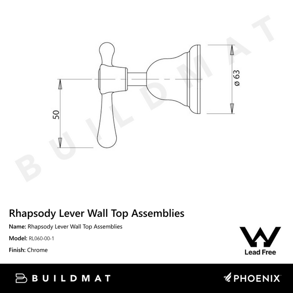 Phoenix Rhapsody Lever Wall Top Assemblies Lead Free Chrome