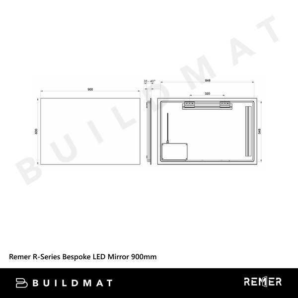 Remer R-Series Bespoke LED Mirror 900mm Manhattan Black