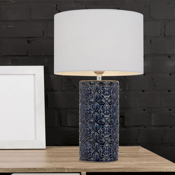 Telbix Rodos Ceramic Table Lamp Blue White
