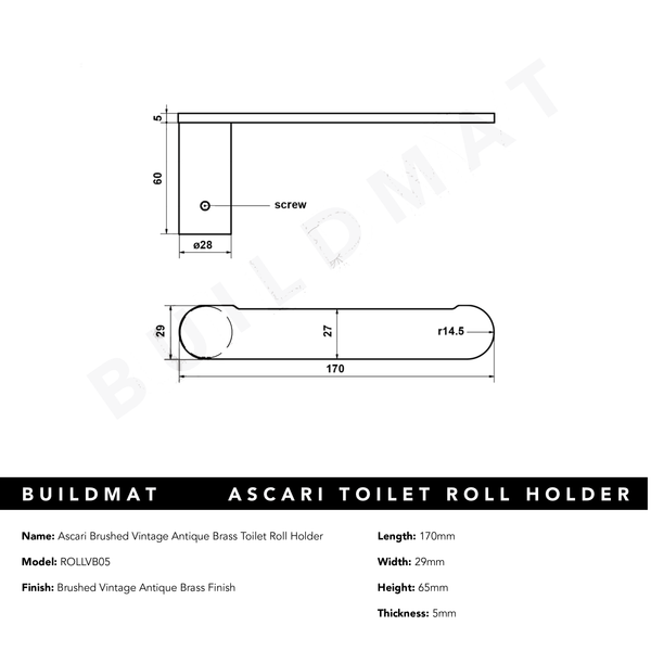 Alma Ascari Brushed Vintage Antique Brass Toilet Roll Holder