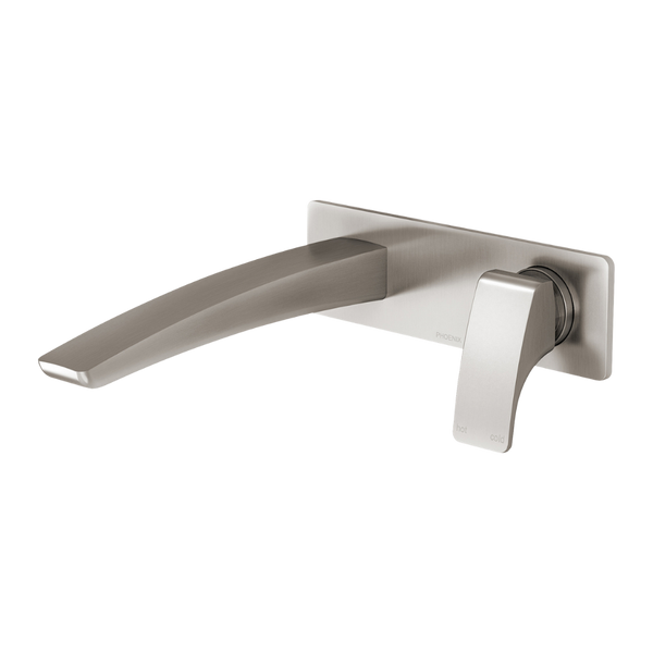 Phoenix Rush Wall Basin Mixer Set 180mm Brushed Nickel