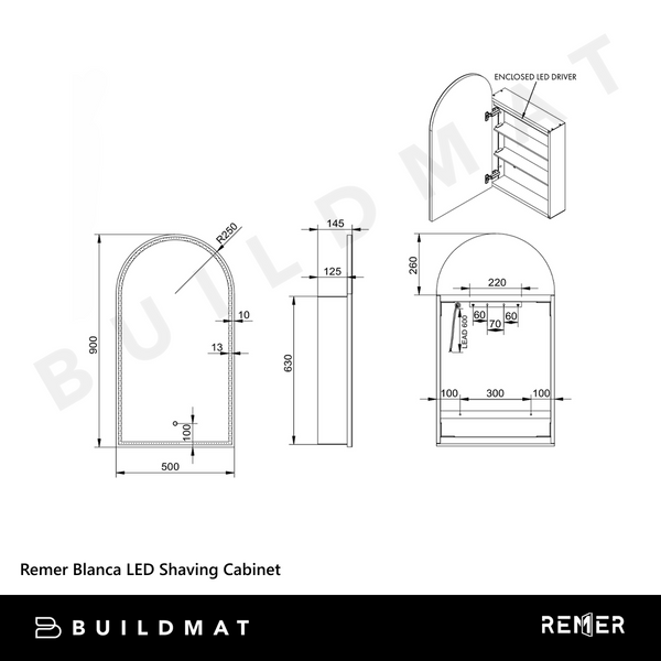 Remer Blanca LED Shaving Cabinet Milano White