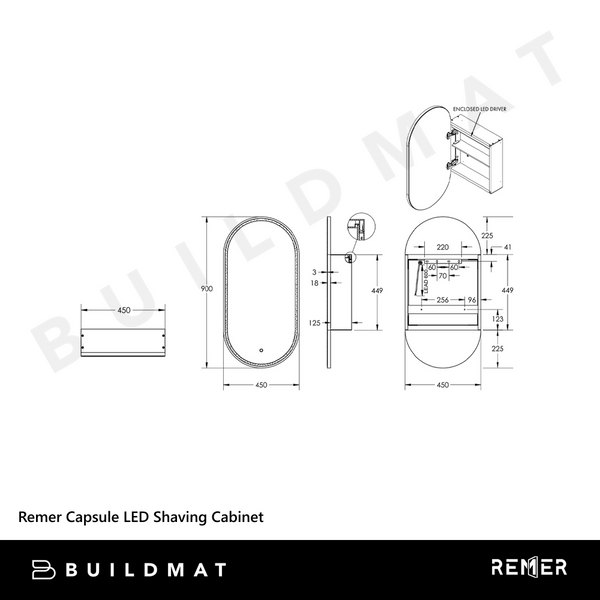 Remer Capsule LED Shaving Cabinet Georgian Metal