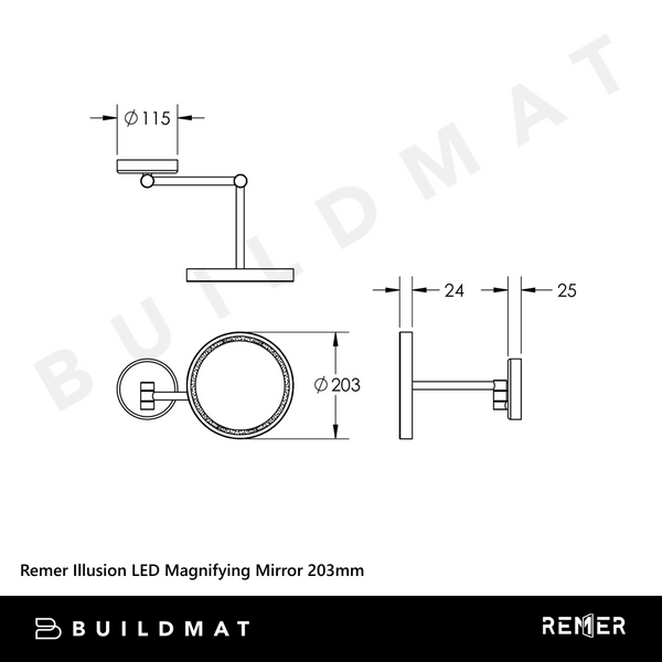 Remer Illusion LED Magnifying Mirror 203mm Manhattan Black