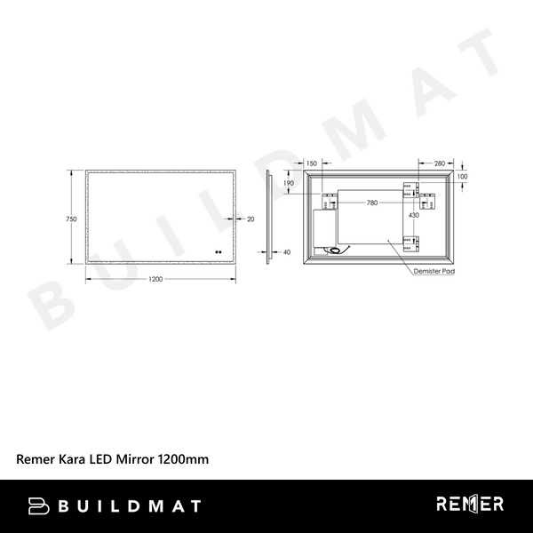 Remer Kara LED Mirror 1200mm Frameless