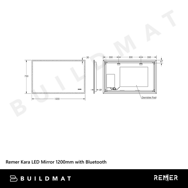 Remer Kara LED Mirror 1200mm Frameless