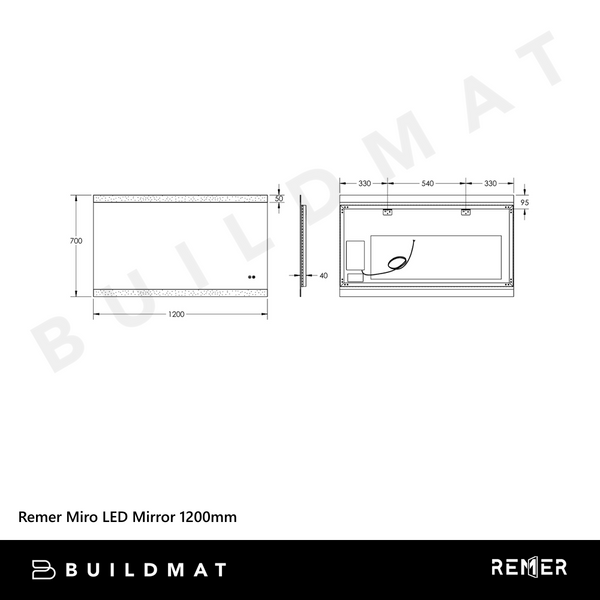 Remer Miro LED Mirror 1200mm Frameless