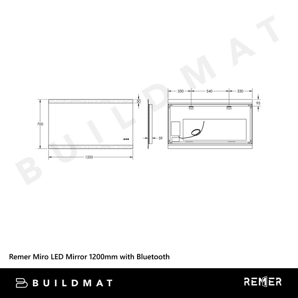 Remer Miro LED Mirror 1200mm Frameless