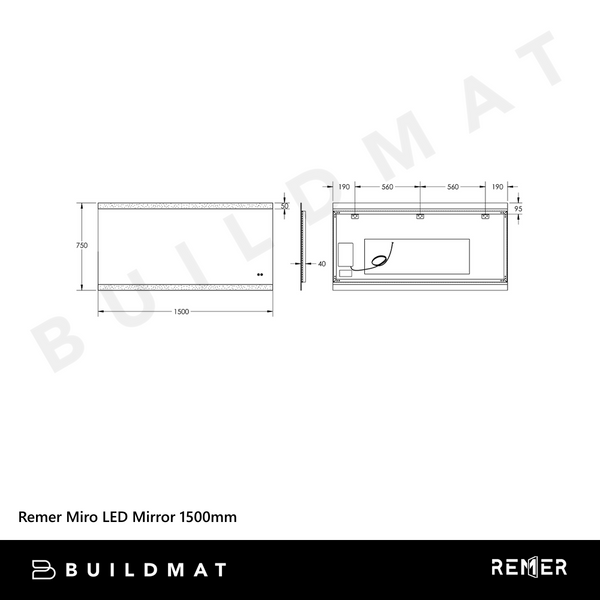 Remer Miro LED Mirror 1500mm Frameless