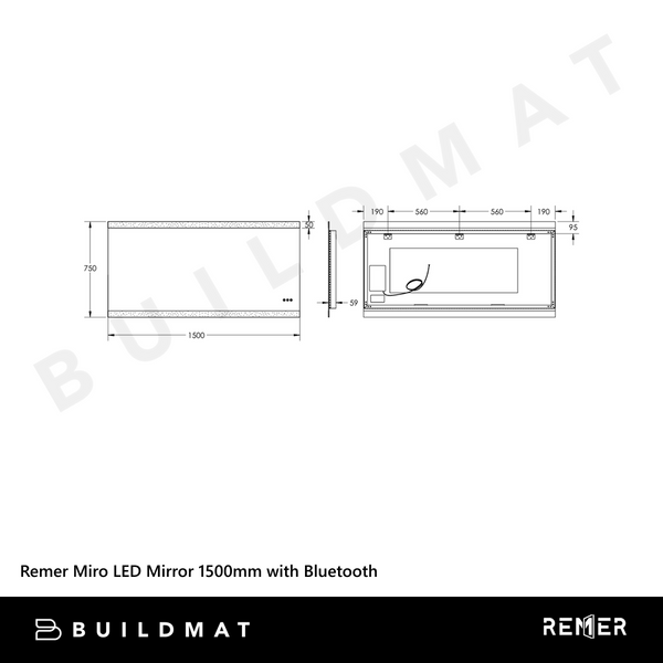 Remer Miro LED Mirror 1500mm Frameless