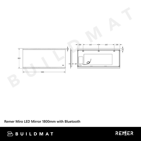 Remer Miro LED Mirror 1800mm Frameless