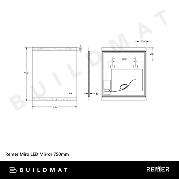 Remer Miro LED Mirror 750mm Frameless