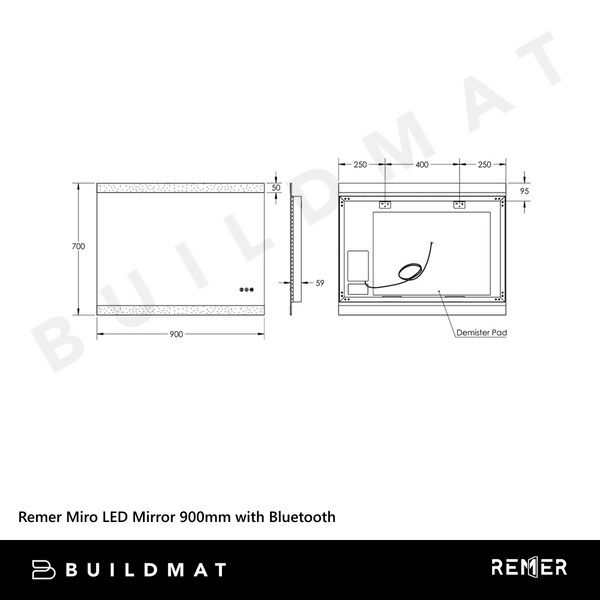 Remer Miro LED Mirror 900mm Frameless