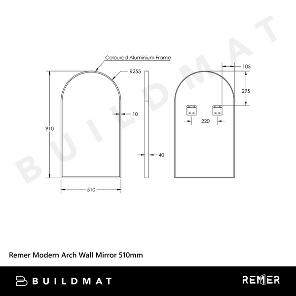 Remer Modern Arch Wall Mirror 510mm Nordic Gold