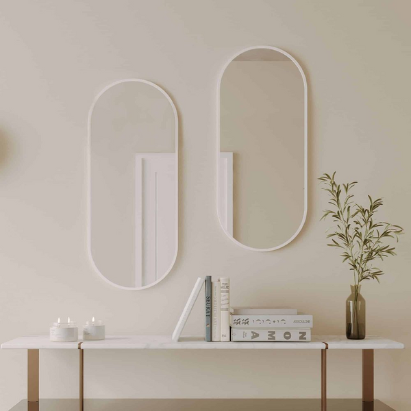 Remer Modern Oblong Mirror 1210mm Milano White