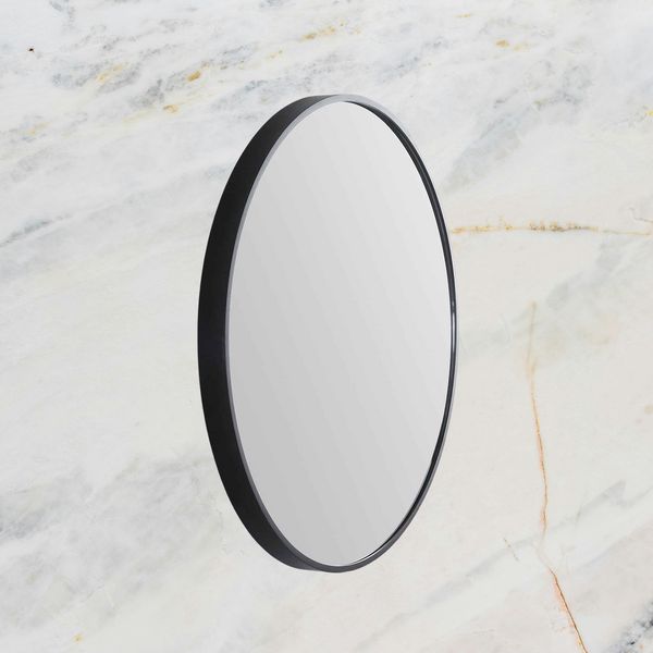 Remer Modern Round Mirror 610mm Manhattan Black