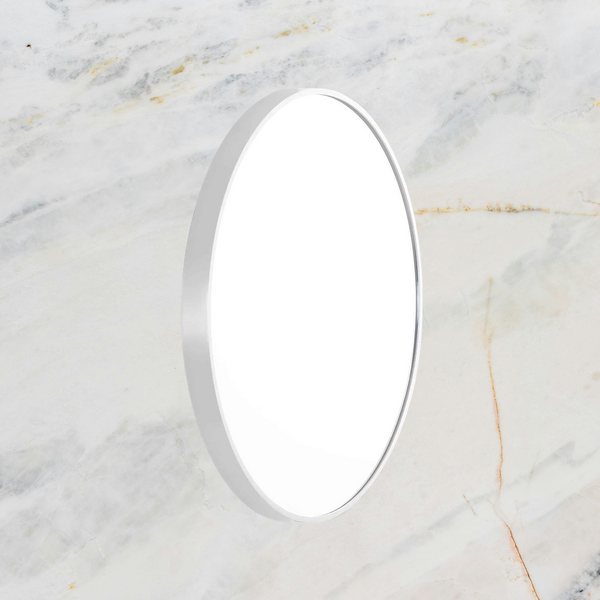 Remer Modern Round Mirror 610mm Milano White
