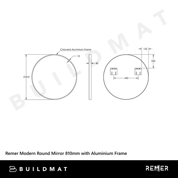 Remer Modern Round Mirror 810mm Georgian Metal