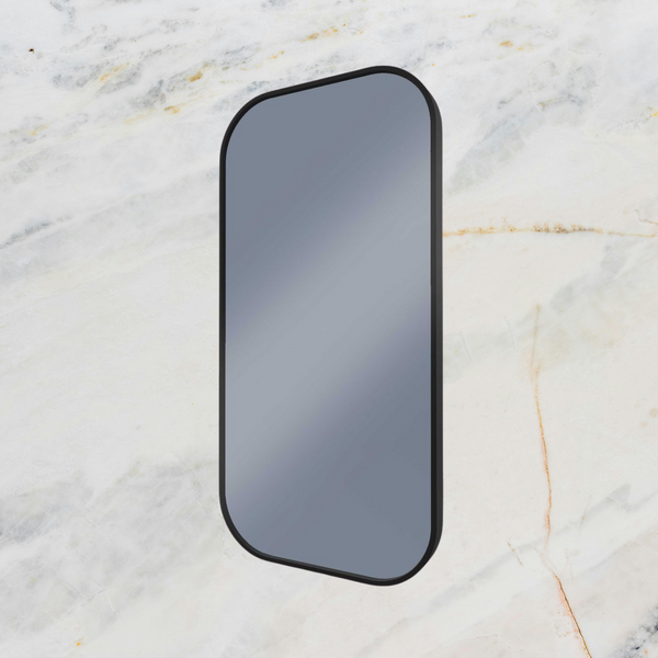 Remer Modern Soft Rectangle Wall Mirror 450mm Manhattan Black