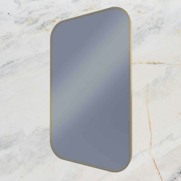 Remer Modern Soft Rectangle Wall Mirror 600mm Baltic Brass