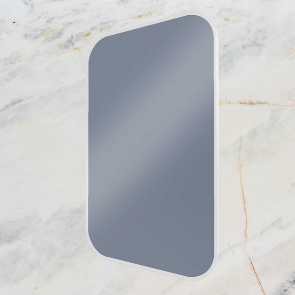 Remer Modern Soft Rectangle Wall Mirror 600mm Milano White