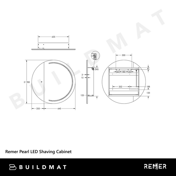 Remer Pearl LED Shaving Cabinet Frameless