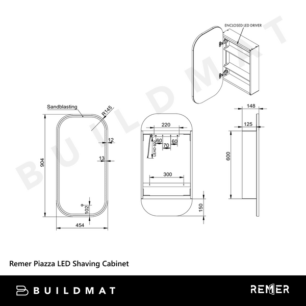 Remer Piazza LED Shaving Cabinet Brits Nickel
