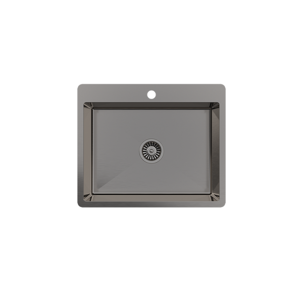 Alma River 600x500 Medium Single Bowl Tap Landing Sink Brushed Gunmetal